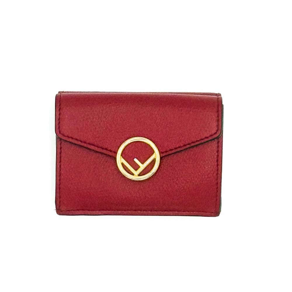 Fendi Micro Trifold Compact Wallet with Gold Accent